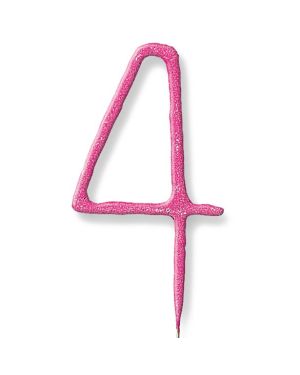 Pink Number 4 Sparkler Candle - 7&quot;
