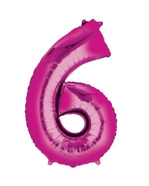 Pink Number 6 Air Filled Balloon - 16&quot; Foil
