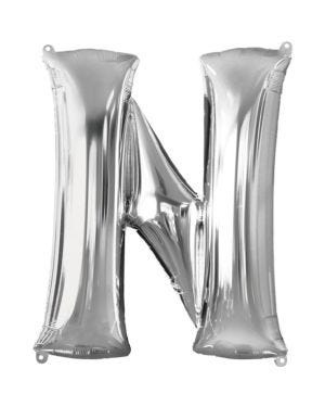 Silver Letter N Balloon - 34&quot; Foil