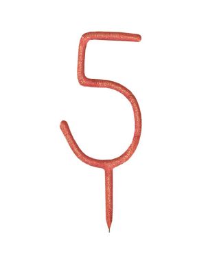 Rose Gold Sparkler Number 5 Candle - 17.8cm