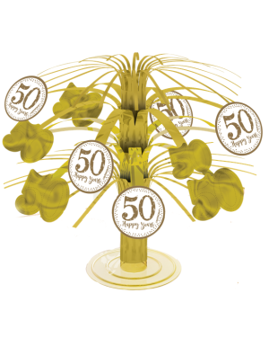 50th Gold Sparkling Wedding Anniversary Table Centrepiece - 19cm