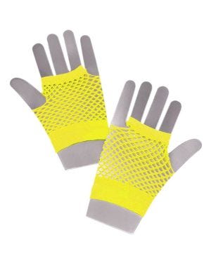 Neon Yellow Fishnet Gloves
