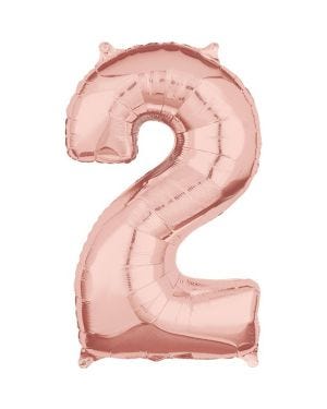 Rose Gold Number 2 Balloon - 26&quot; Foil