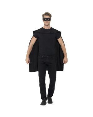 Black Cape &amp; Mask - Adult