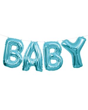 Baby Blue Phrase Balloon Bunting - 14&quot; Foil