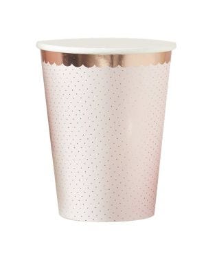 Ditsy Floral Rose Gold Polka Dot Cups (8pk)