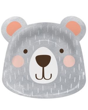 Birthday Bear Shaped Paper Plates - 23cm (8pk)