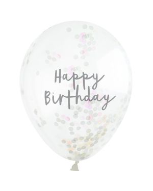 H.Bday Irid Conf Balloons 5pk (Balloons) (5pk)