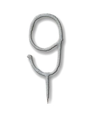 Silver Number 9 Sparkler Candle - 7&quot;