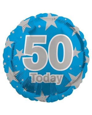 50th Blue Birthday Balloon - 18&quot; Foil