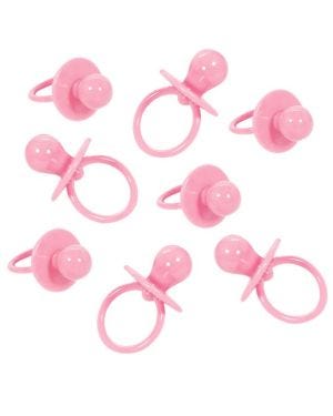 Baby Shower Large Pink Plastic Dummy Charms (8pk)