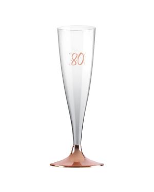 80th Rose Gold Champagne Flutes - 140ml (6pk)