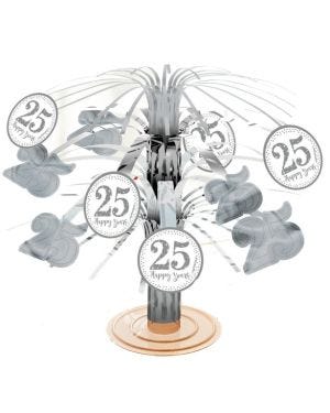 25th Silver Sparkling Wedding Anniversary Table Centrepiece