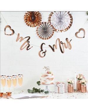 Mr &amp; Mrs Rose Gold Banner - 2m