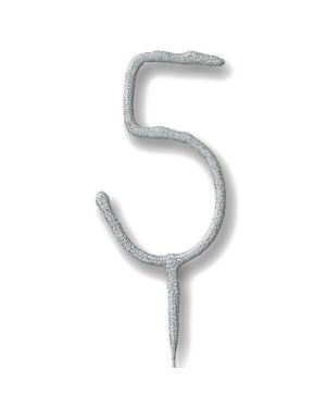 Silver Number 5 Sparkler Candle - 7&quot;