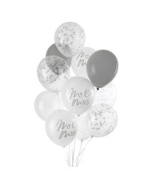 Mr &amp; Mrs Balloon Bundle - 12&quot; Latex (12pk)
