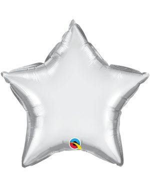Silver Chrome Star Balloon - 20&quot; Foil - Unpackaged
