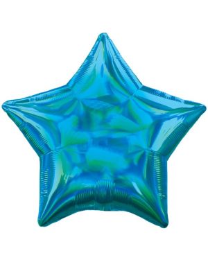 Cyan Iridescent Star Balloon - 18&quot; Foil