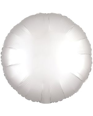 White Satin Luxe  Circle Balloon - 18&quot; Foil