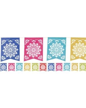 Patterned Multi Coloured Paper Bunting - 3.6m Mexican Decoration