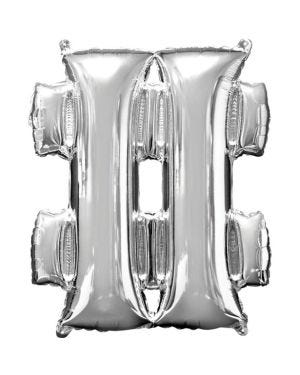 Silver Hashtag Shaped Balloon - 34&quot; Foil