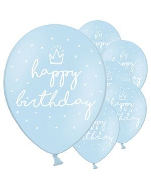 Pastel Blue Happy Birthday Latex Balloons - 12&quot; (6pk)
