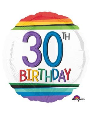 30th Birthday Rainbow Balloon - 18&quot; Foil