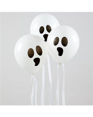 Ghost Balloons with Streamers - 11&quot; Latex (3pk)