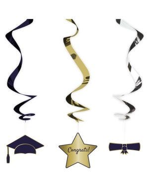 Graduation Swirl Decorations (3pk)