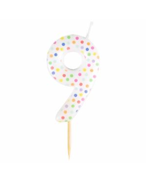 Number 9 Dots Candle