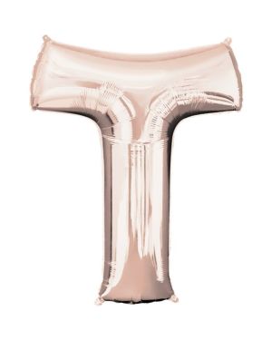 Rose Gold Letter T Air Filled Balloon - 16&quot; Foil