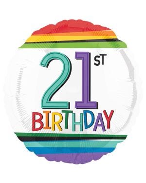 21st Rainbow Birthday Balloon - 18&quot; Foil