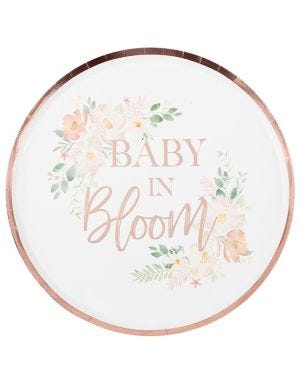 Baby In Bloom Floral Paper Plates - 23cm (8pk)