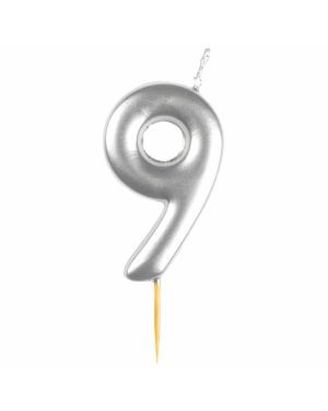 Number 9 Silver Candle