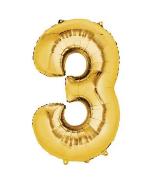 Gold Foil Number Balloons - 16&quot; Air Fill