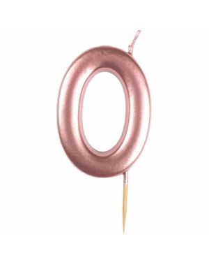 Number 0 Rose Gold Candle