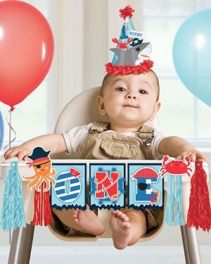 Ahoy Birthday High Chair Banner