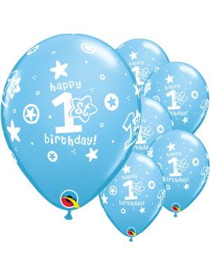 1st Birthday Boys Stars Blue Balloons - 11&quot; Latex (25pk)