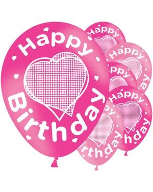 Happy Birthday Pink Balloons - 11&#039;&#039; Latex (6pk)