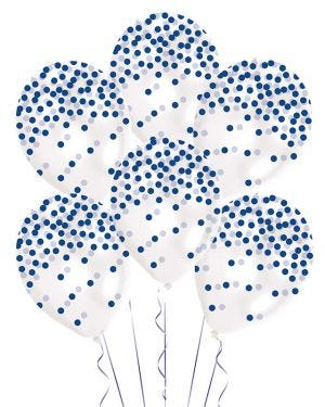 Blue Printed Confetti Latex Balloons - 11&quot; (6pk)