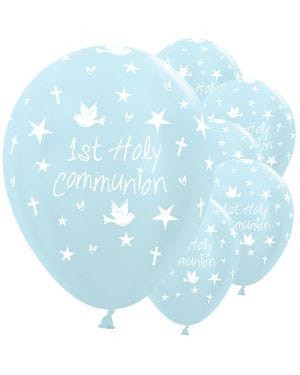 Satin Blue Communion Balloons - 12&quot; Latex (25pk)