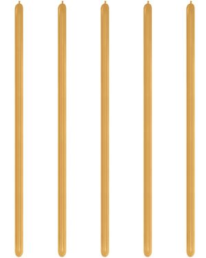 Gold Metallic Modelling Balloons - 260 Latex (100pk)