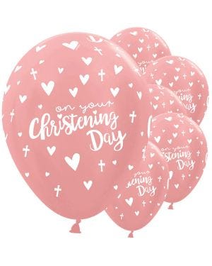 Rose Gold Christening Balloons - 12&quot; Latex (25pk)