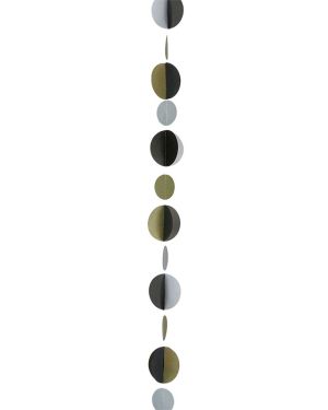 Gold, Silver &amp; Black Circles Balloon Tail - 1.2m