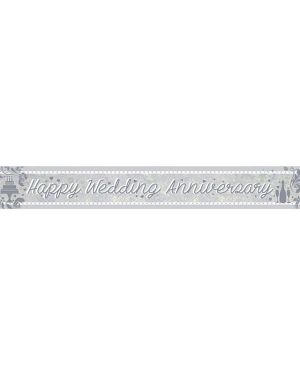 Holographic &#039;Happy Wedding Anniversary&#039; Foil Banner - 2.7m