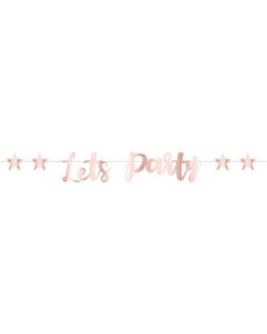 Rose Gold Let&#039;s Party Paper Banner - 1.8m