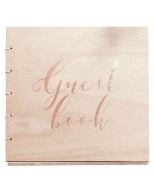 Beautiful Botanics Wooden Rose Gold Foiled Guest Book