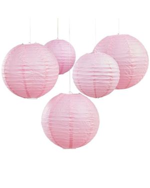 Boho Wedding Baby Pink Paper Lanterns - 30cm &amp; 20.5cm