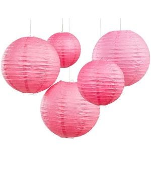 Boho Wedding Hot Pink Paper Lanterns - 30cm &amp; 20.5cm