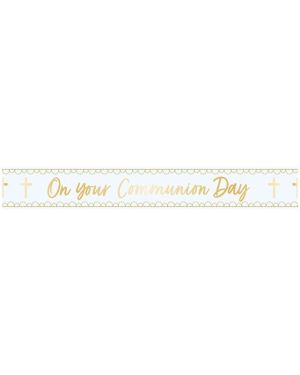 Blue Botanical &#039;On Your Communion Day&#039; Foil Banner - 2.7m